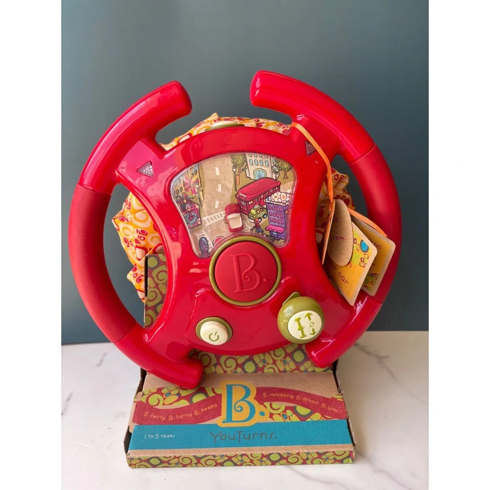 B Toys YouTurns Red Interactive Steering Wheel Toddler Toy with Sound & Lights
